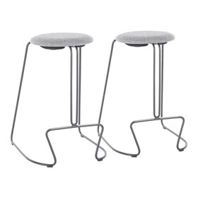 Finn Contemporary Counter Stool in Grey Steel and Charcoal Fabric by LumiSource - Set of 2 B116135561