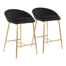 Matisse Glam 26" Counter Stool with Gold Frame and Black Velvet by LumiSource - Set of 2 B116135571