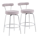 Rhonda Contemporary Counter Stool in Chrome and Light Grey Fabric by LumiSource - Set of 2 B116135577