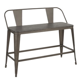 Oregon Industrial Counter Bench in Antique Metal and Espresso Wood-Pressed Grain Bamboo by LumiSource B116135590