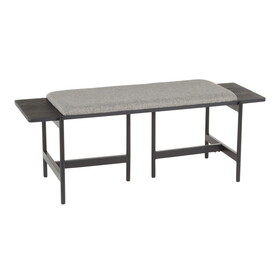 Chloe Contemporary Bench in Black Metal and Grey Fabric with Black Wood Accents by LumiSource B116135592