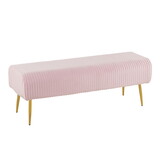 Marla Glam Pleated Bench in Gold Steel and Pink Velvet by LumiSource B116135596