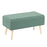 Storage Contemporary Bench in Natural Wood and Green Fabric by LumiSource B116135599