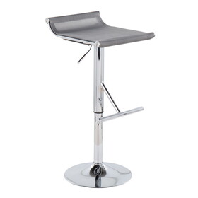 Mirage Ale Contemporary Adjustable Bar Stool in Chrome and Silver Mesh by LumiSource B116135609