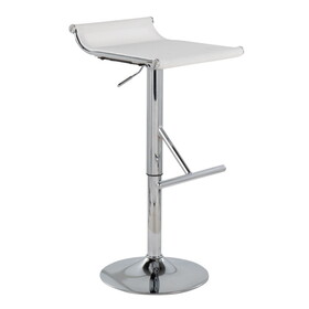 Mirage Ale Contemporary Adjustable Bar Stool in Chrome and White Mesh by LumiSource B116135610