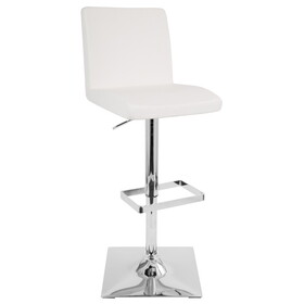 Captain Contemporary Adjustable Barstool with Swivel in White Faux Leather by LumiSource B116135613
