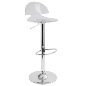 Venti Contemporary Adjustable Barstool with Swivel in Clear Acrylic by LumiSource B116135616