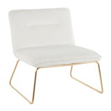 Casper Contemporary Accent Chair in Gold Metal and Cream Velvet by LumiSource B116135633