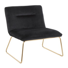 Casper Contemporary Accent Chair in Gold Metal and Black Velvet by LumiSource B116135634