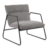 Casper Industrial Arm Chair in Black Steel and Grey Noise Fabric by LumiSource B116135636