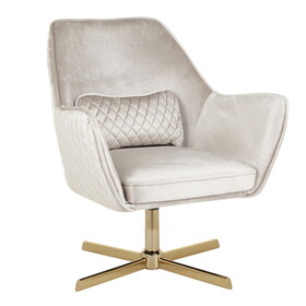 Diana Contemporary Lounge Chair in Gold Metal and Cream Velvet by LumiSource B116135638