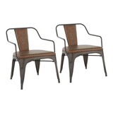 Oregon Industrial Accent Chair in Antique Metal and Espresso Faux Leather by LumiSource - Set of 2 B116135643