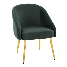 Shiraz Contemporary/Glam Chair in Gold Metal and Green Velvet by LumiSource B116135649