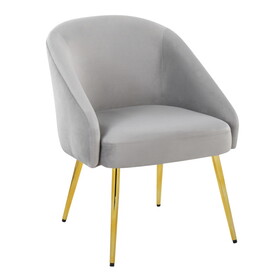 Shiraz Contemporary/Glam Chair in Gold Metal and Silver Velvet by LumiSource B116135650