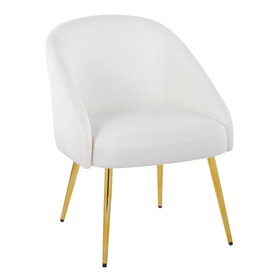 Shiraz Contemporary/Glam Chair in Gold Metal and White Velvet by LumiSource B116135651