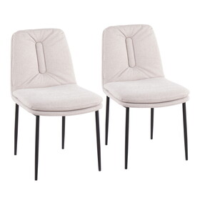 Smith Contemporary Dining Chair in Black Steel and Cream Fabric by LumiSource - Set of 2 B116135652