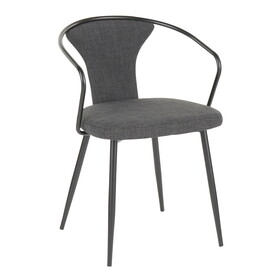 Waco Industrial Upholstered Chair in Black Metal and Dark Grey Fabric by LumiSource. B116135655