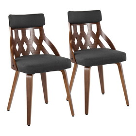 York Mid-Century Chair in Walnut Wood and Charcoal Fabric by LumiSource - Set of 2 B116135660