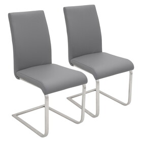 Foster Contemporary Dining Chair in Grey Faux Leather by LumiSource - Set of 2 B116135665