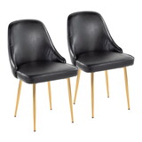 Marcel Contemporary/Glam Dining Chair with Gold Frame and Black Faux Leather by LumiSource - Set of 2 B116135669