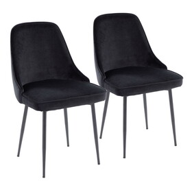 Marcel Contemporary Dining Chair with Black Frame and Black Velvet Fabric by LumiSource - Set of 2 B116135672
