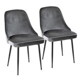 Marcel Contemporary Dining Chair with Black Frame and Blue Velvet Fabric by LumiSource - Set of 2 B116135673