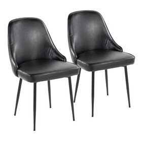 Marcel Contemporary Dining Chair with Black Frame and Black Faux Leather by LumiSource - Set of 2 B116135675