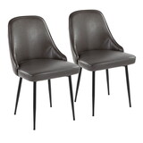 Marcel Contemporary Dining Chair with Black Frame and Grey Faux Leather by LumiSource - Set of 2 B116135676