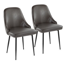 Marcel Contemporary Dining Chair with Black Frame and Grey Faux Leather by LumiSource - Set of 2 B116135676