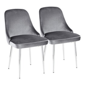Marcel Contemporary Dining Chair with Chrome Frame and Blue Velvet Fabric by LumiSource - Set of 2 B116135678