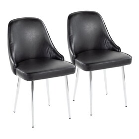 Marcel Contemporary Dining Chair with Chrome Frame and Black Faux Leather by LumiSource - Set of 2 B116135680
