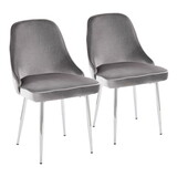 Marcel Contemporary Dining Chair with Chrome Frame and Silver Velvet Fabric by LumiSource - Set of 2 B116135682