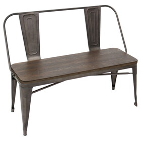 Oregon Industrial-Farmhouse Bench in Antique and Espresso by LumiSource B116135685