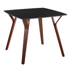 Folia Mid-Century Dinette Table in Walnut Wood and Black Textured Marble by LumiSource B116135690