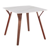 Folia Mid-Century Dinette Table in Walnut Wood and White Textured Marble by LumiSource B116135691