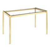 Fuji Contemporary/glam Dining Table in Gold Metal with Clear Glass Top by LumiSource B116135692