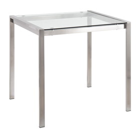 Fuji Contemporary Dining Table in Stainless Steel with Clear Glass Top by LumiSource B116135693