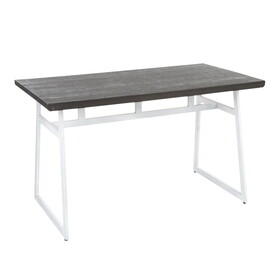 Geo Industrial Dining Table in Vintage White Metal and Espresso Wood-Pressed Grain Bamboo by LumiSource B116135694