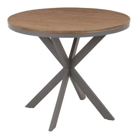 X Pedestal Industrial Dinette Table with Grey Metal and Medium Brown Bamboo by LumiSource B116135698