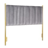 Chloe Contemporary/Glam Headboard in Gold Metal and Grey Velvet by LumiSource B116135699