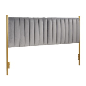 Chloe Contemporary/Glam King Headboard in Gold Steel and Grey Velvet by LumiSource B116135702
