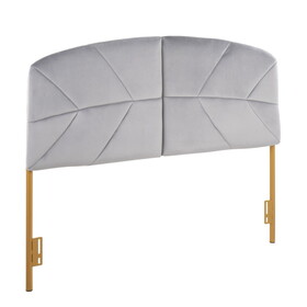 Lindsey Contemporary/Glam Queen Headboard in Gold Steel and Grey Velvet by LumiSource B116135710