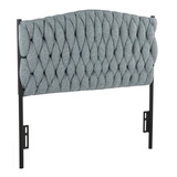 Braided Matisse Twin Size Headboard in Black Metal and Blue Fabric by LumiSource B116135711
