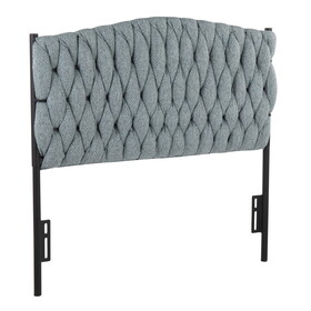 Braided Matisse Twin Size Headboard in Black Metal and Blue Fabric by LumiSource B116135711