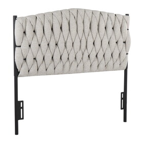 Braided Matisse Twin Size Headboard in Black Metal and Cream Fabric by LumiSource B116135712