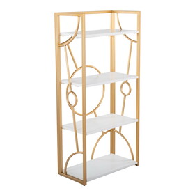 Constellation Contemporary Bookcase in Gold Metal and White Wood by LumiSource B116135716