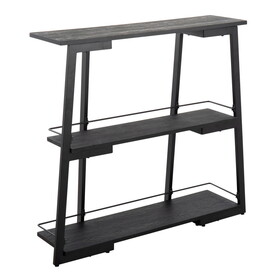 Converge Industrial Bookcase in Black Steel and Black Bamboo by LumiSource B116135718
