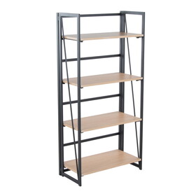 Dakota Contemporary Bookcase in Black Painted Metal and Natural Wood by LumiSource B116135719