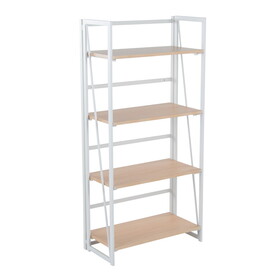 Dakota Contemporary Bookcase in White Painted Metal and Natural Wood by LumiSource B116135720