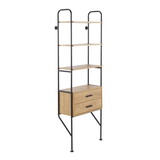 Lean Industrial Bookcase in Black Metal and Brown Wood by LumiSource B116135723
